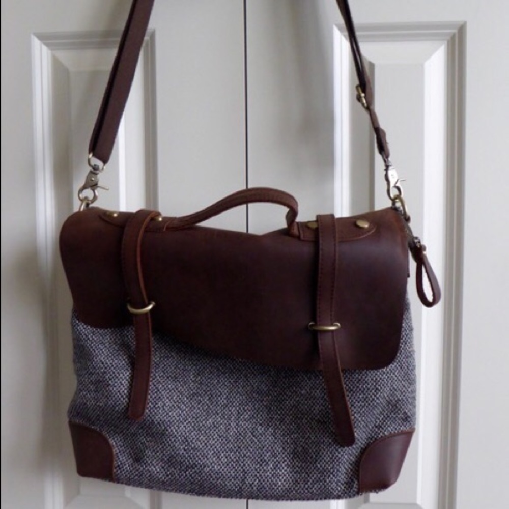 Anthropologie Jesslyn Blake Tweed Messenger Bag